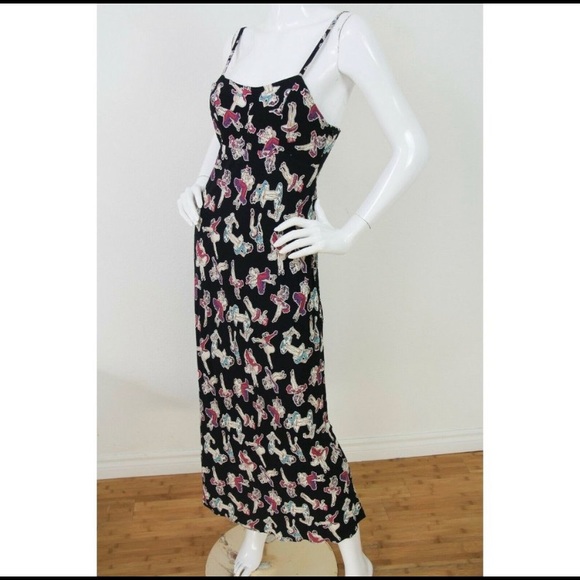 RARE VINTAGE BETSEY JOHNSON PIN UP PAPER DOLLS MAXI DRESS S RETRO 90s Y2K GRUNGE - Picture 3 of 5